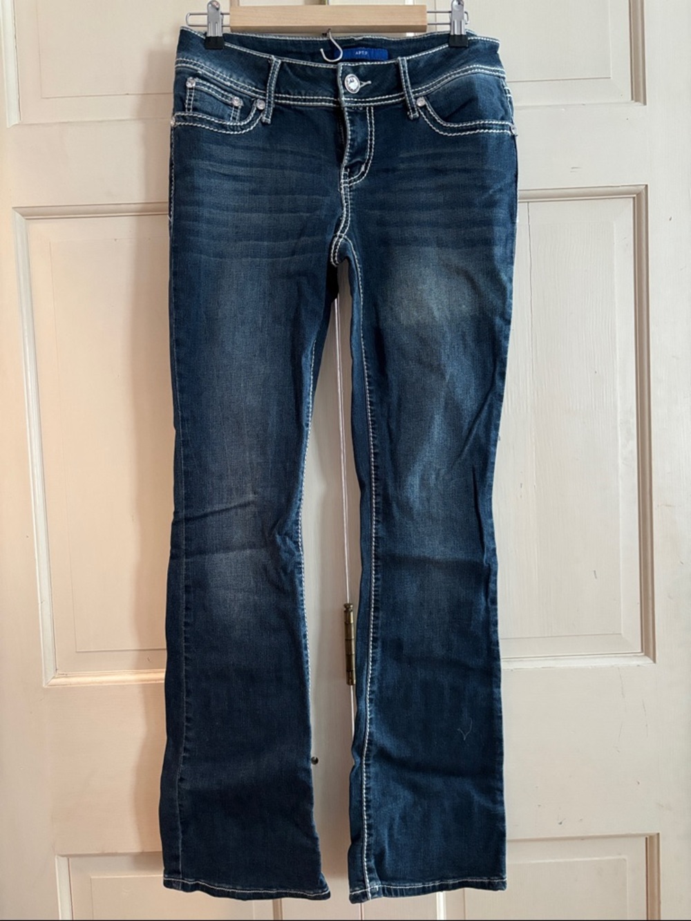 Apt. 9 Dark Blue Bootcut Jeans with White Stitching